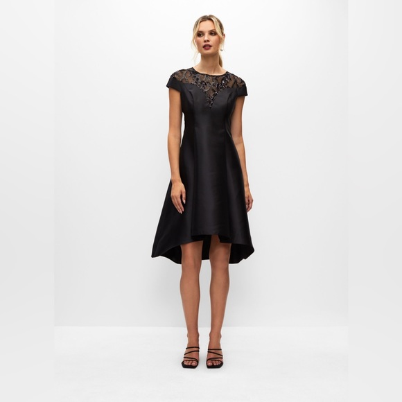 Black Satin Modest Formal Mid Dress Prom Nightgown - Picture 1 of 5